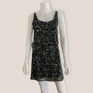 Alice + Olivia By Stacey Bendet Black Siolver Sequin Cowl Back Mini Dress